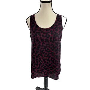 Express Womens Size S Sleeveless Tank Top Purple Black Animal Print Blouse